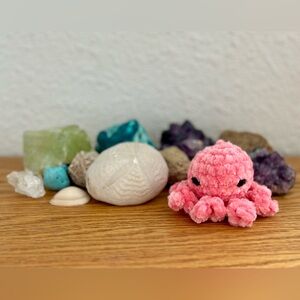 Keychain Mini Velvet Coral Octopus Plushie Handmade Crochet